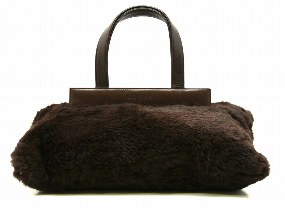 Loewe Handbag Fur Rabbit Leather Brown